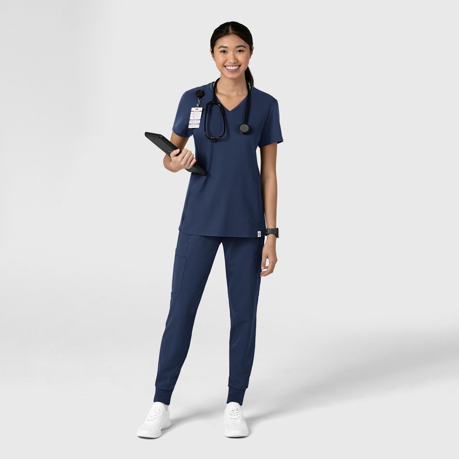 Casacca donna 6522 scollo a V navy blue