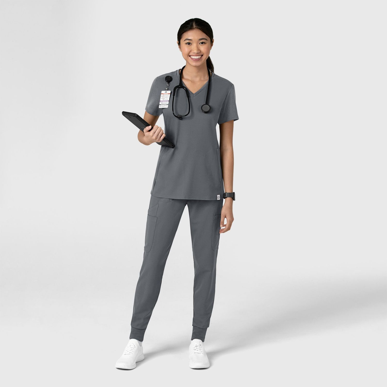 Casacca donna 6522 scollo a V pewter