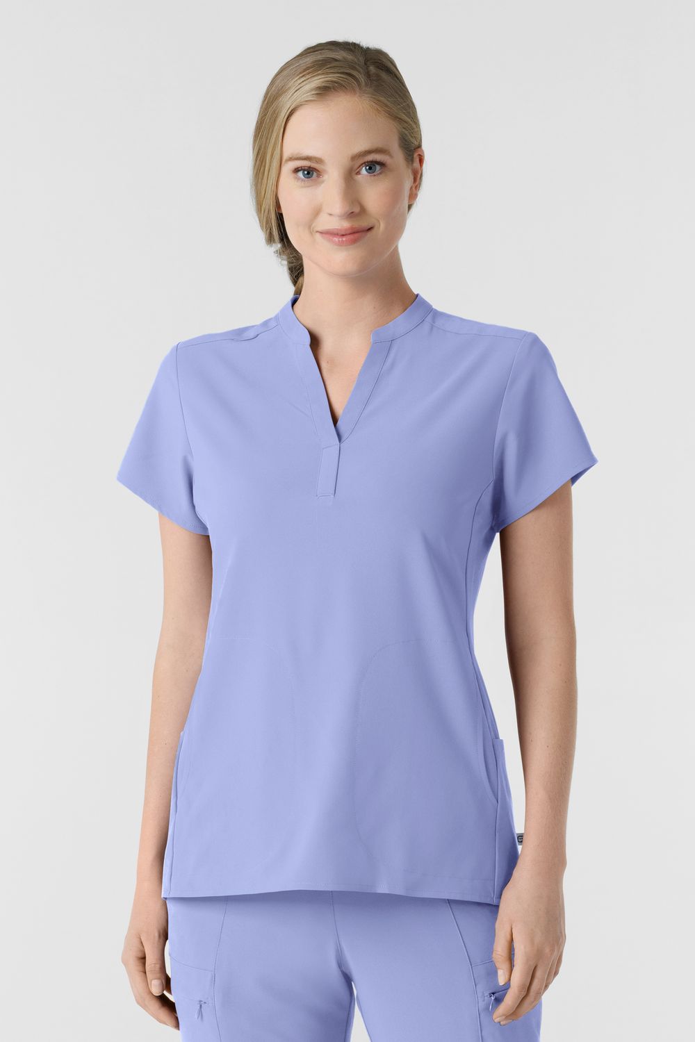 Casacca donna 6734 scollo alla coreana ceil blue