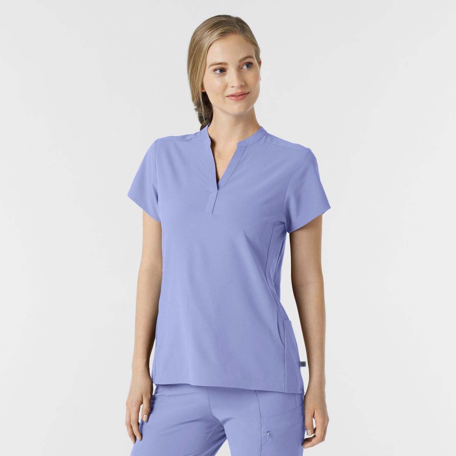 Casacca donna 6734 scollo alla coreana ceil blue