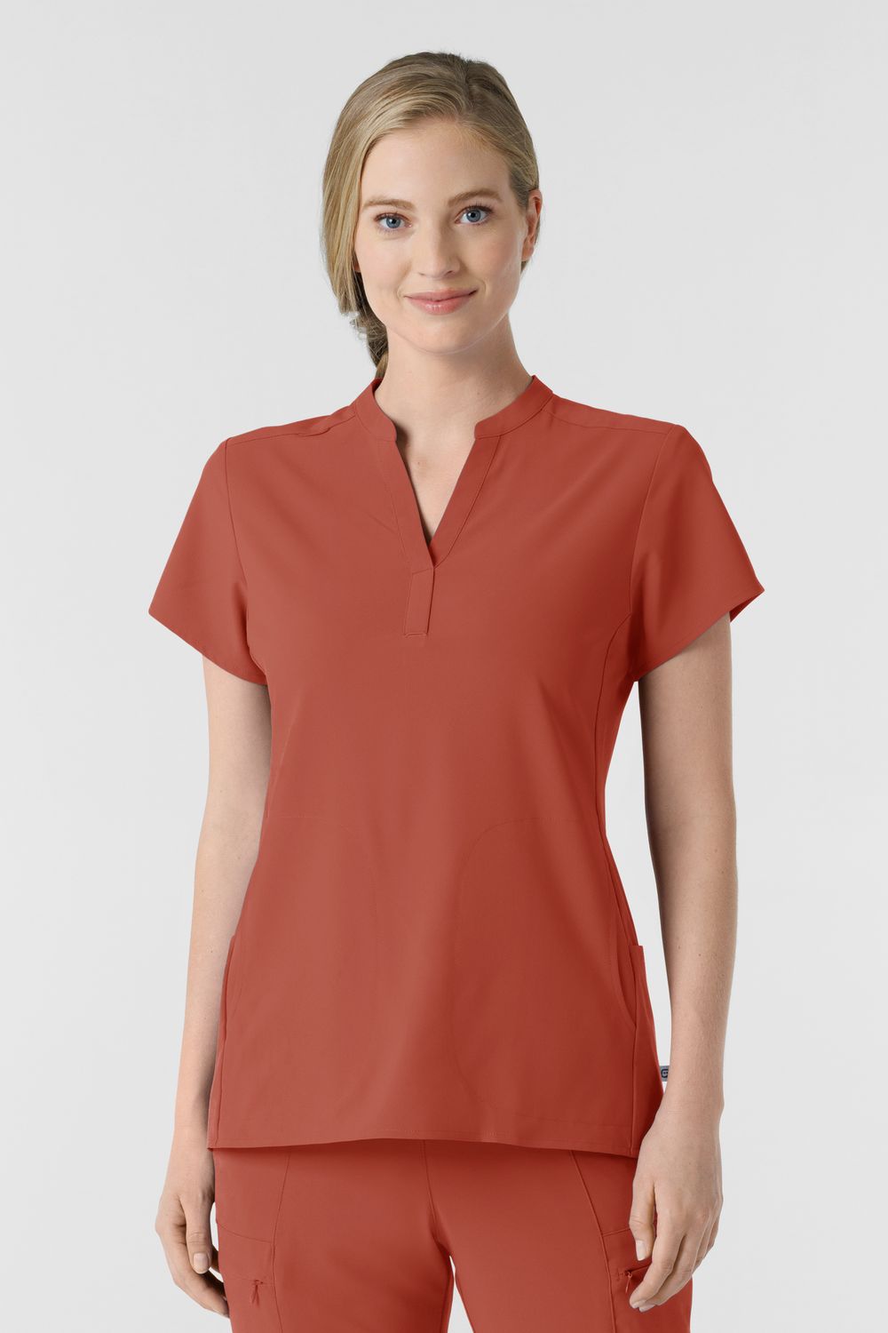 Casacca donna 6734 scollo alla coreana mineral red