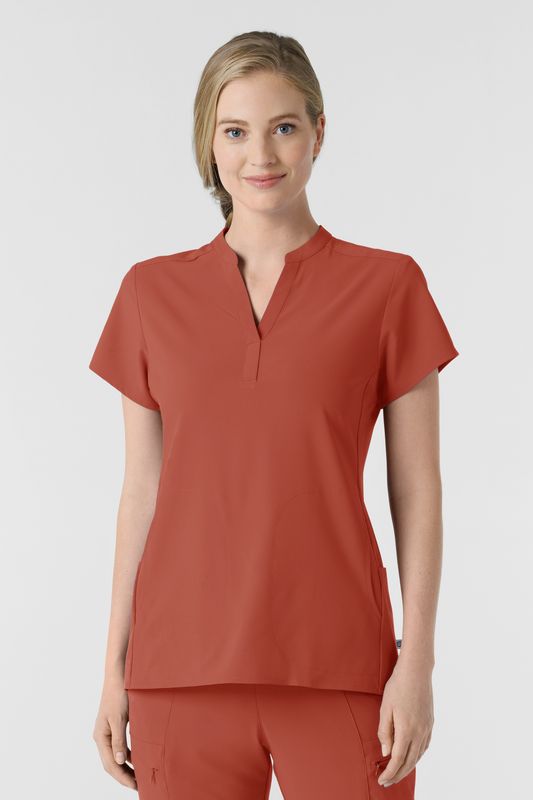Casacca donna 6734 scollo alla coreana mineral red