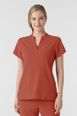 Casacca donna 6734 scollo alla coreana mineral red