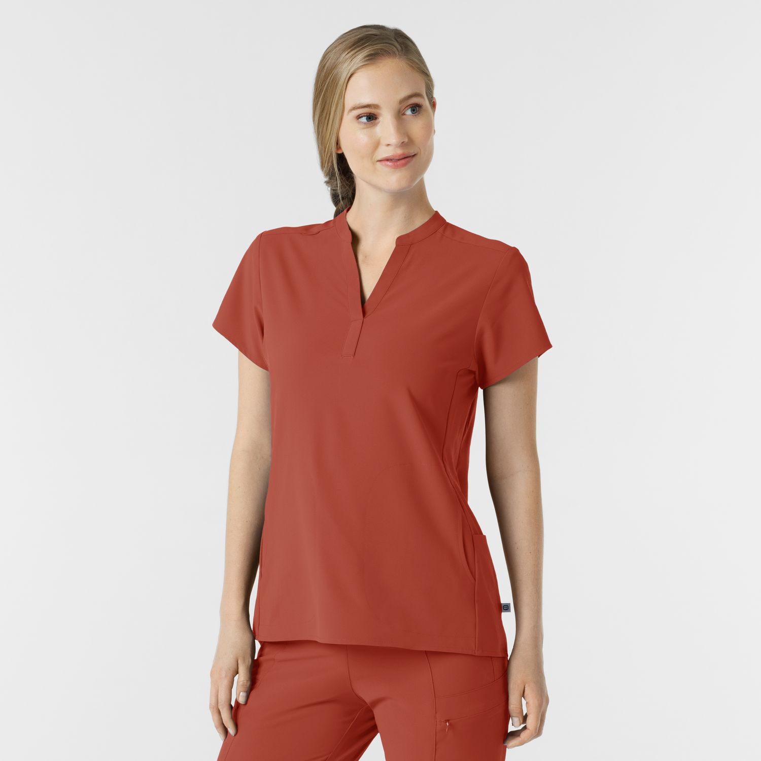 Casacca donna 6734 scollo alla coreana mineral red
