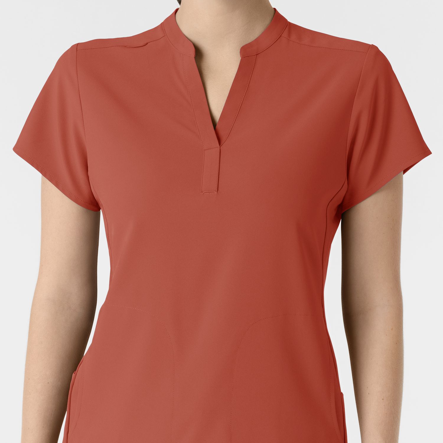 Casacca donna 6734 scollo alla coreana mineral red