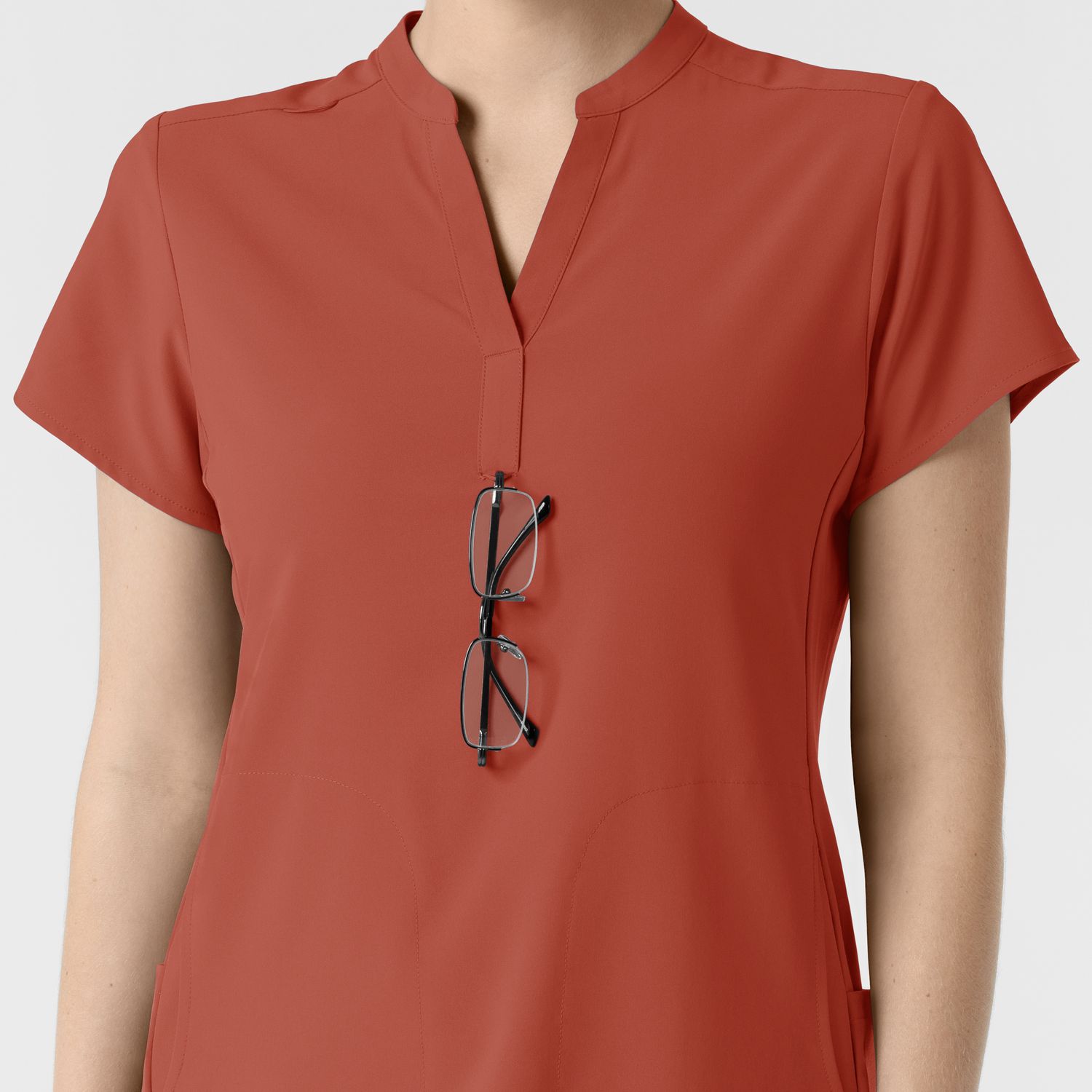 Casacca donna 6734 scollo alla coreana mineral red