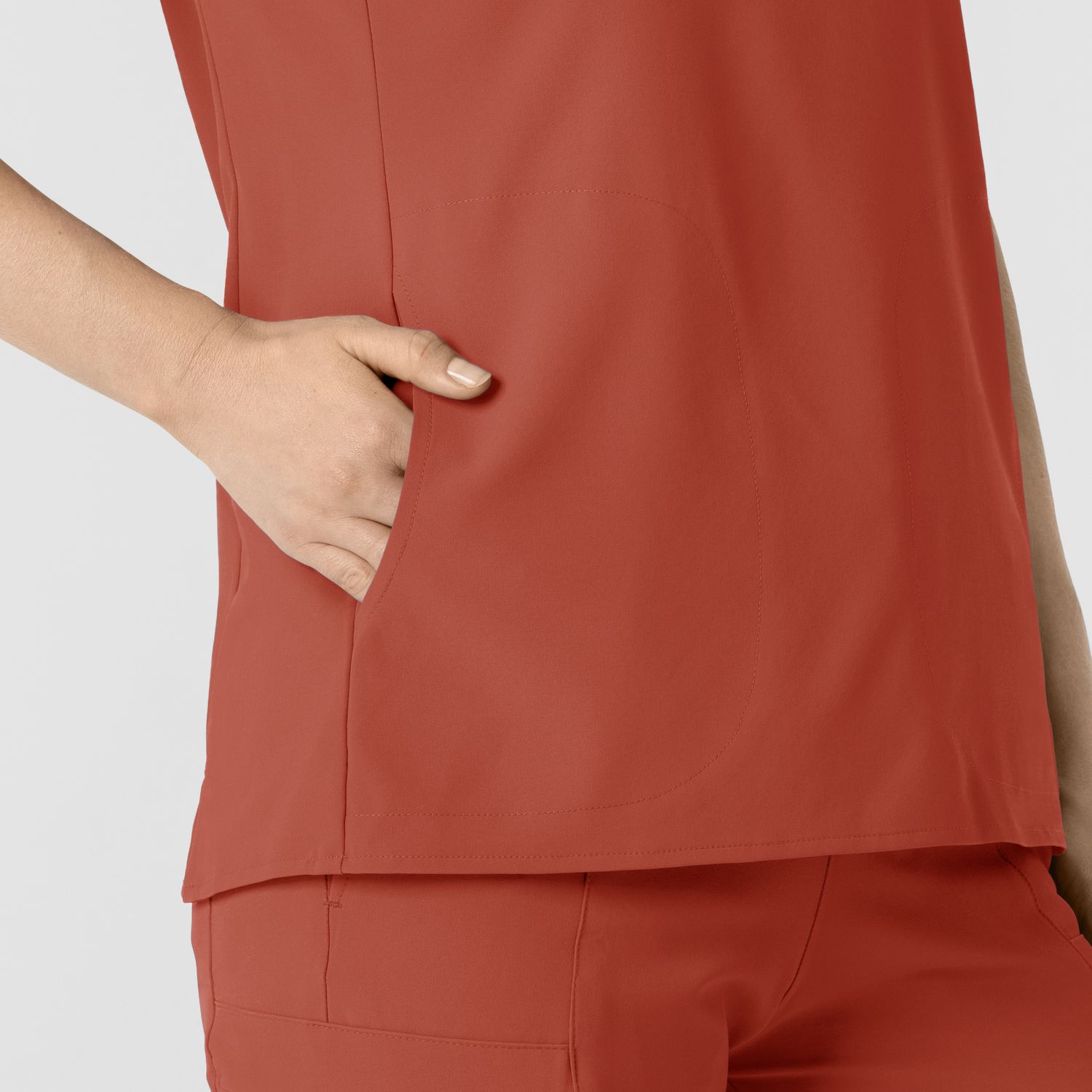 Casacca donna 6734 scollo alla coreana mineral red