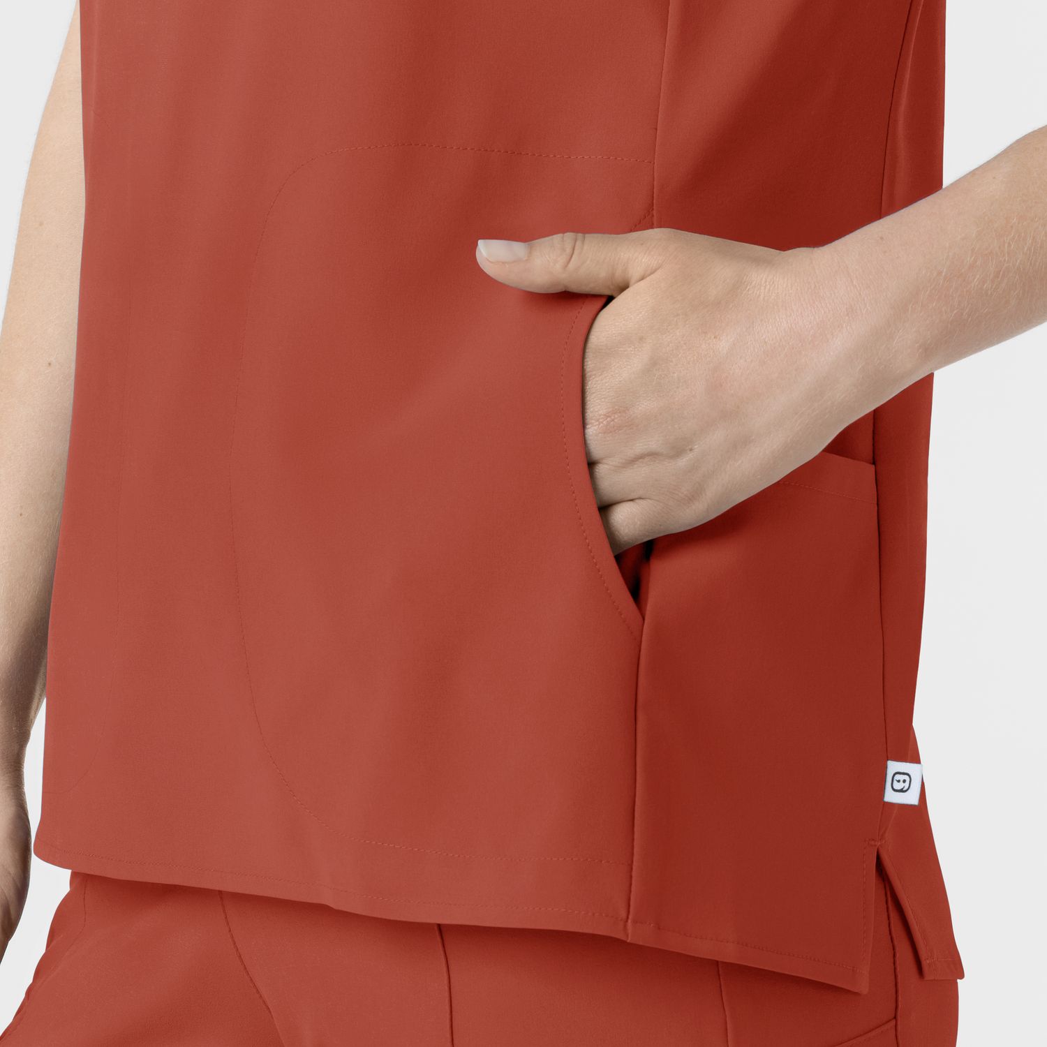Casacca donna 6734 scollo alla coreana mineral red