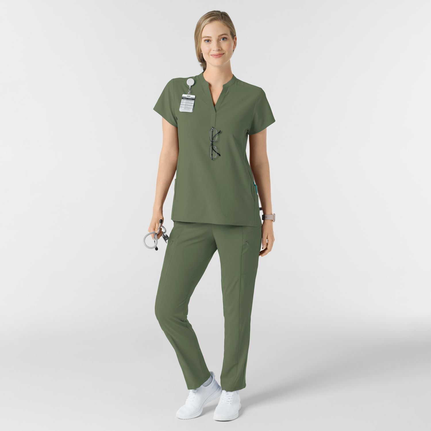 Casacca donna 6734 scollo alla coreana olive