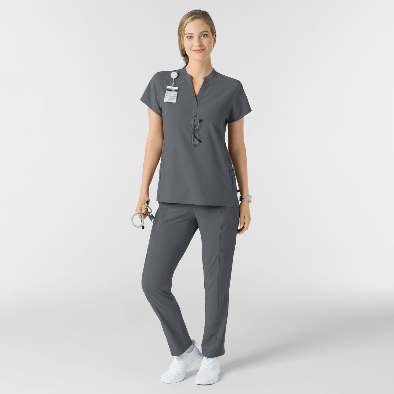 Casacca donna 6734 scollo alla coreana pewter