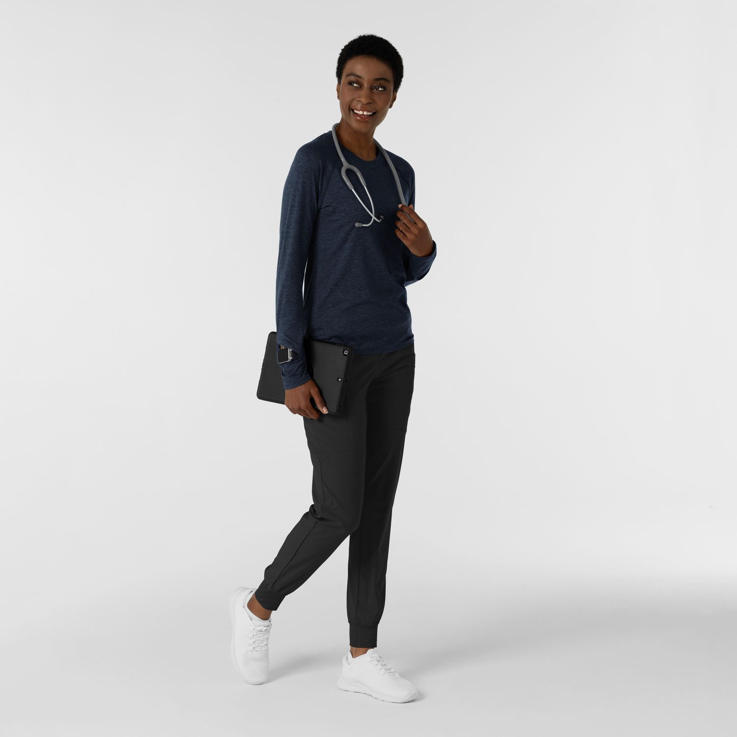 Maglia Setosa manica lunga con finestra navy heather