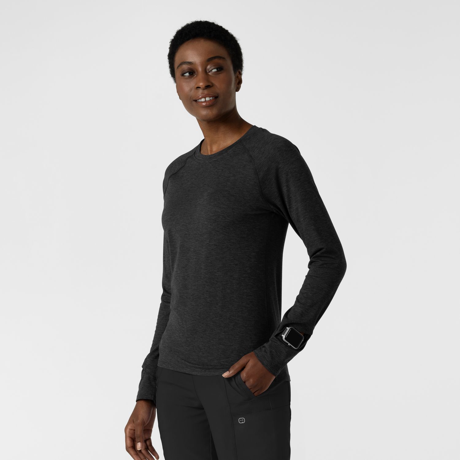 Maglia Setosa manica lunga con finestra pewter heather