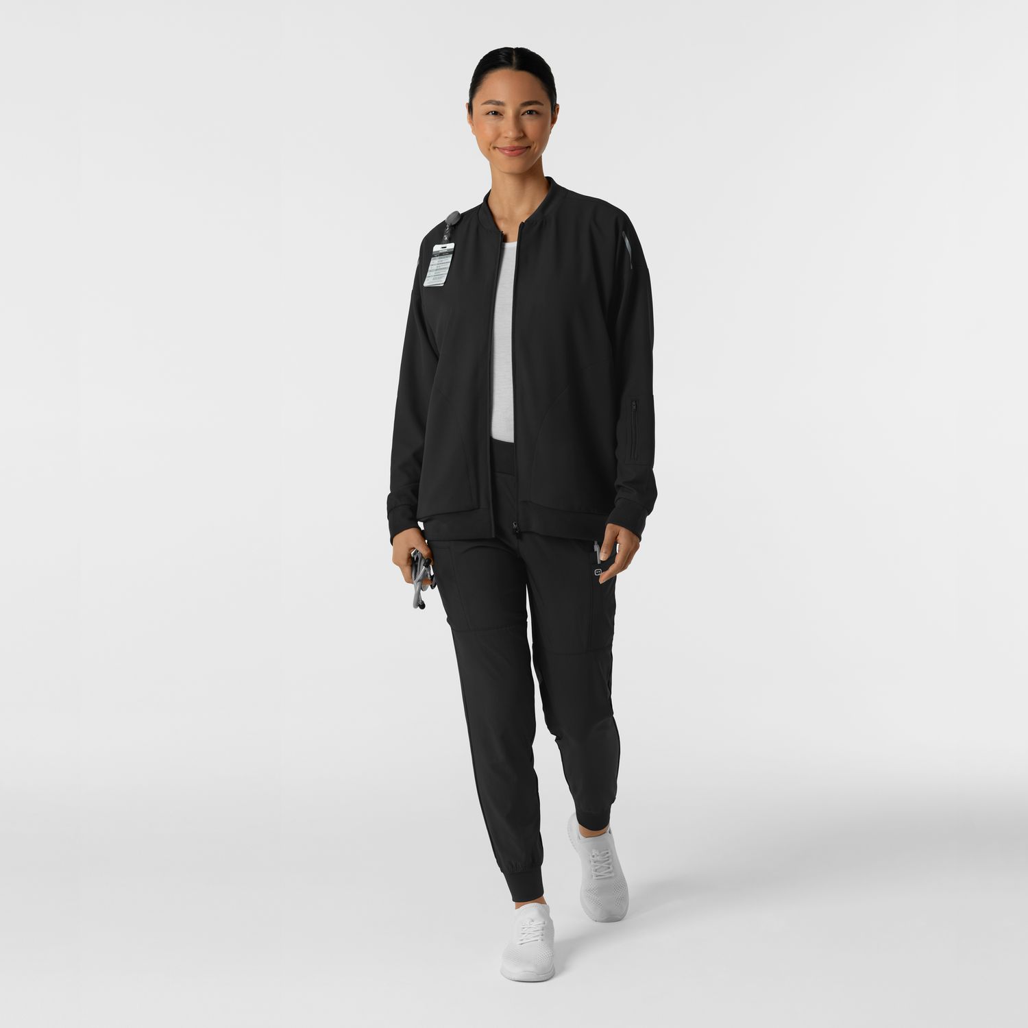 Felpa donna 8066 bomber zip black