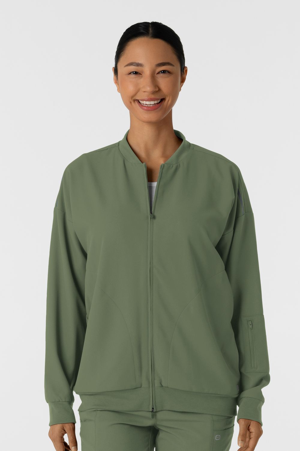 Felpa donna 8066 bomber zip olive