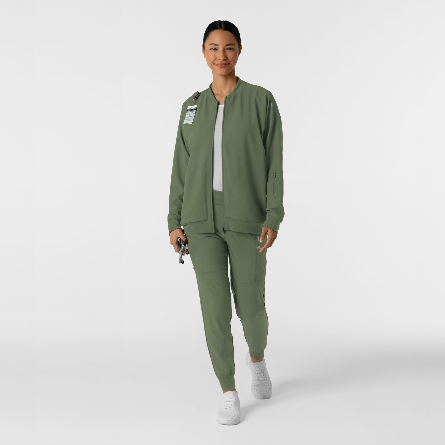 Felpa donna 8066 bomber zip olive