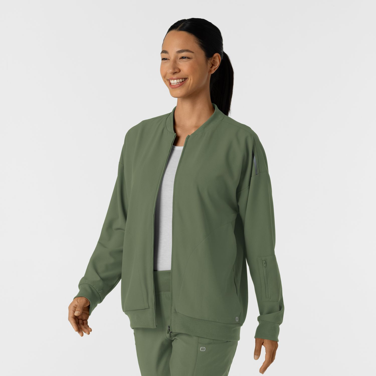 Felpa donna 8066 bomber zip olive
