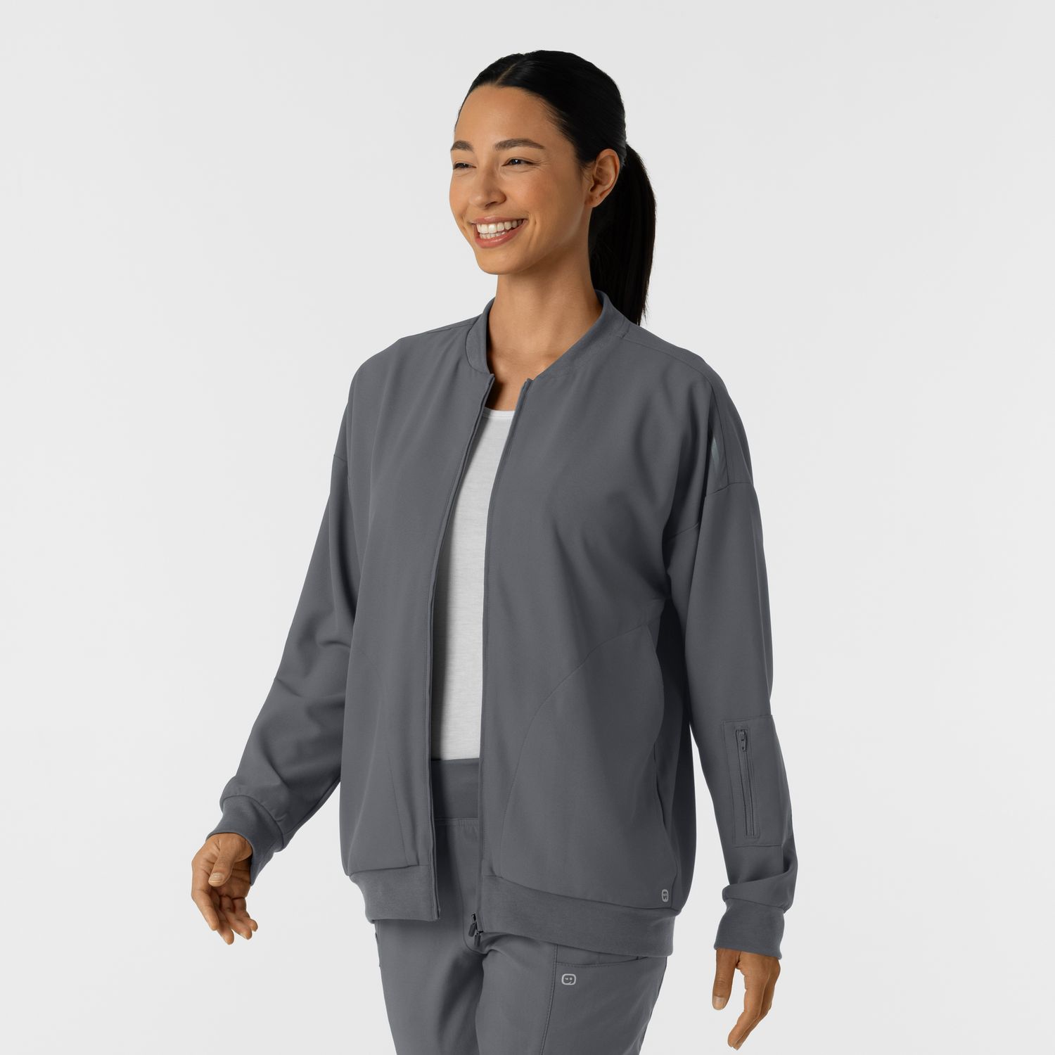Felpa donna 8066 bomber zip pewter