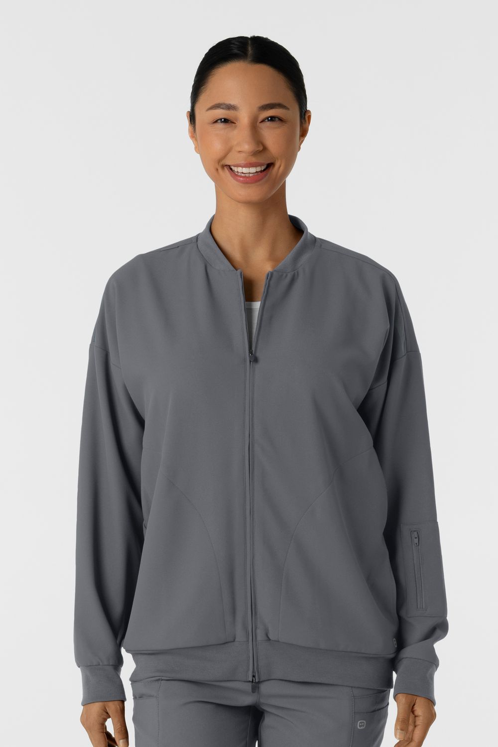 Felpa donna 8066 bomber zip pewter