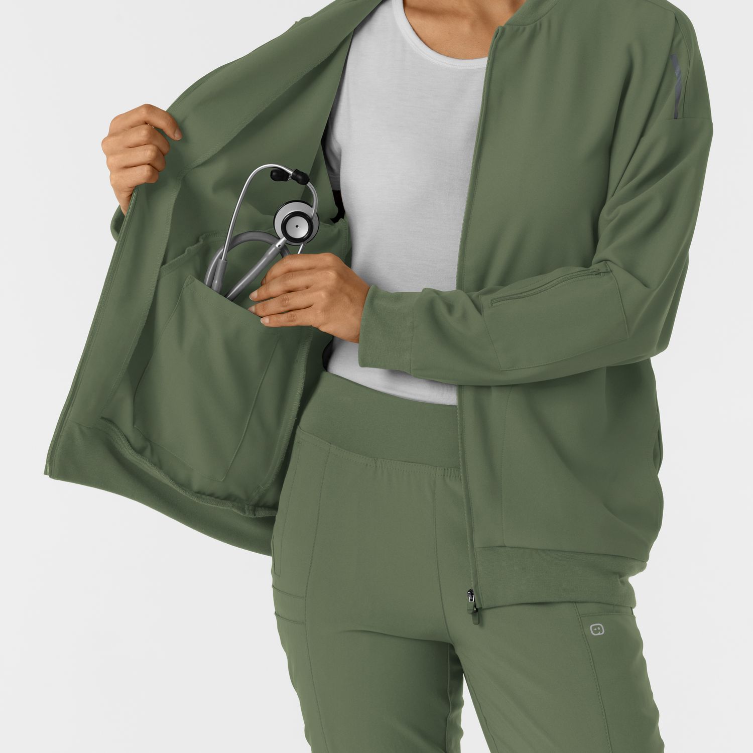 Felpa donna 8066 bomber zip olive