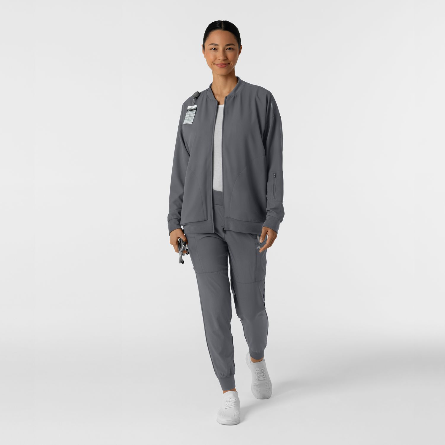 Felpa donna 8066 bomber zip pewter