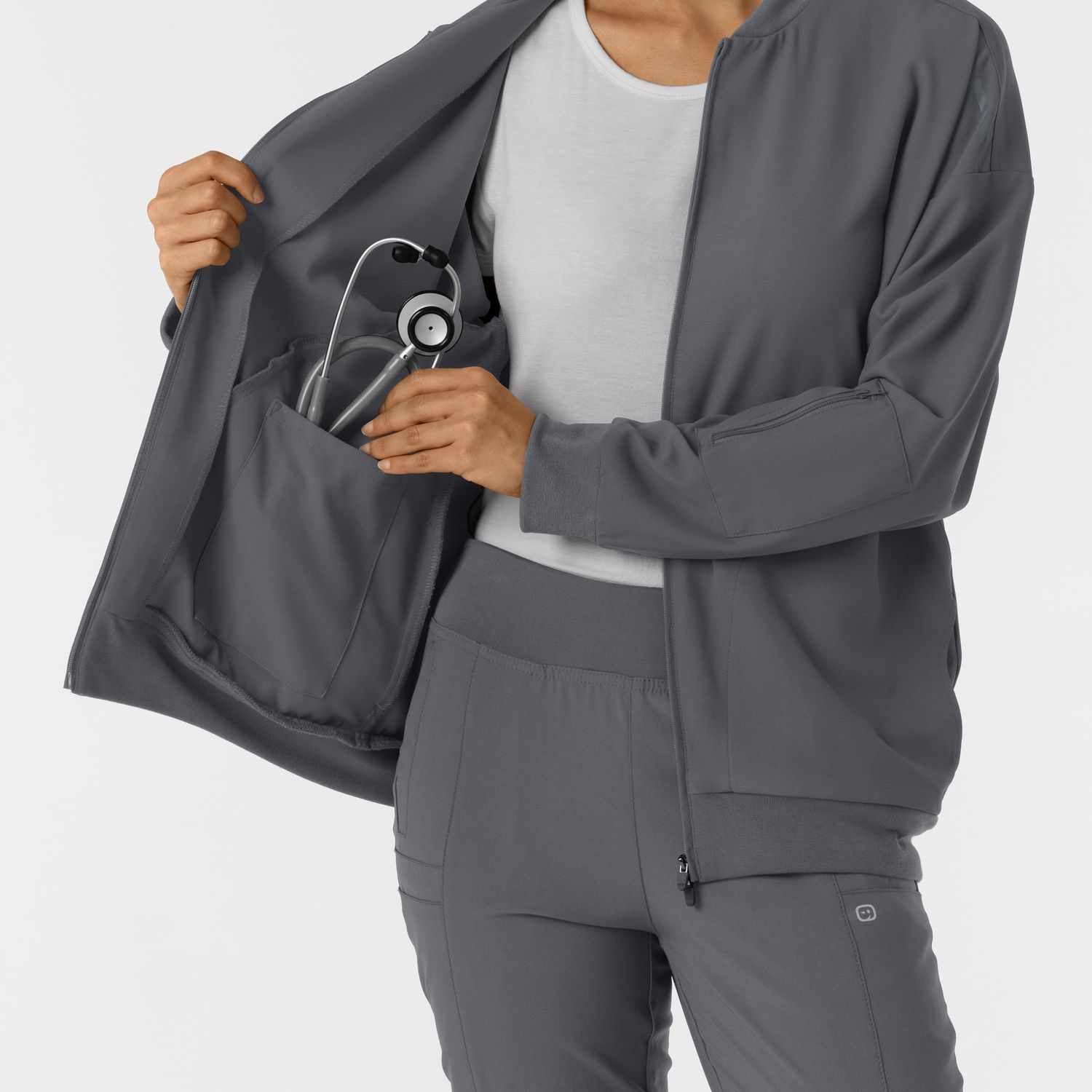 Felpa donna 8066 bomber zip pewter