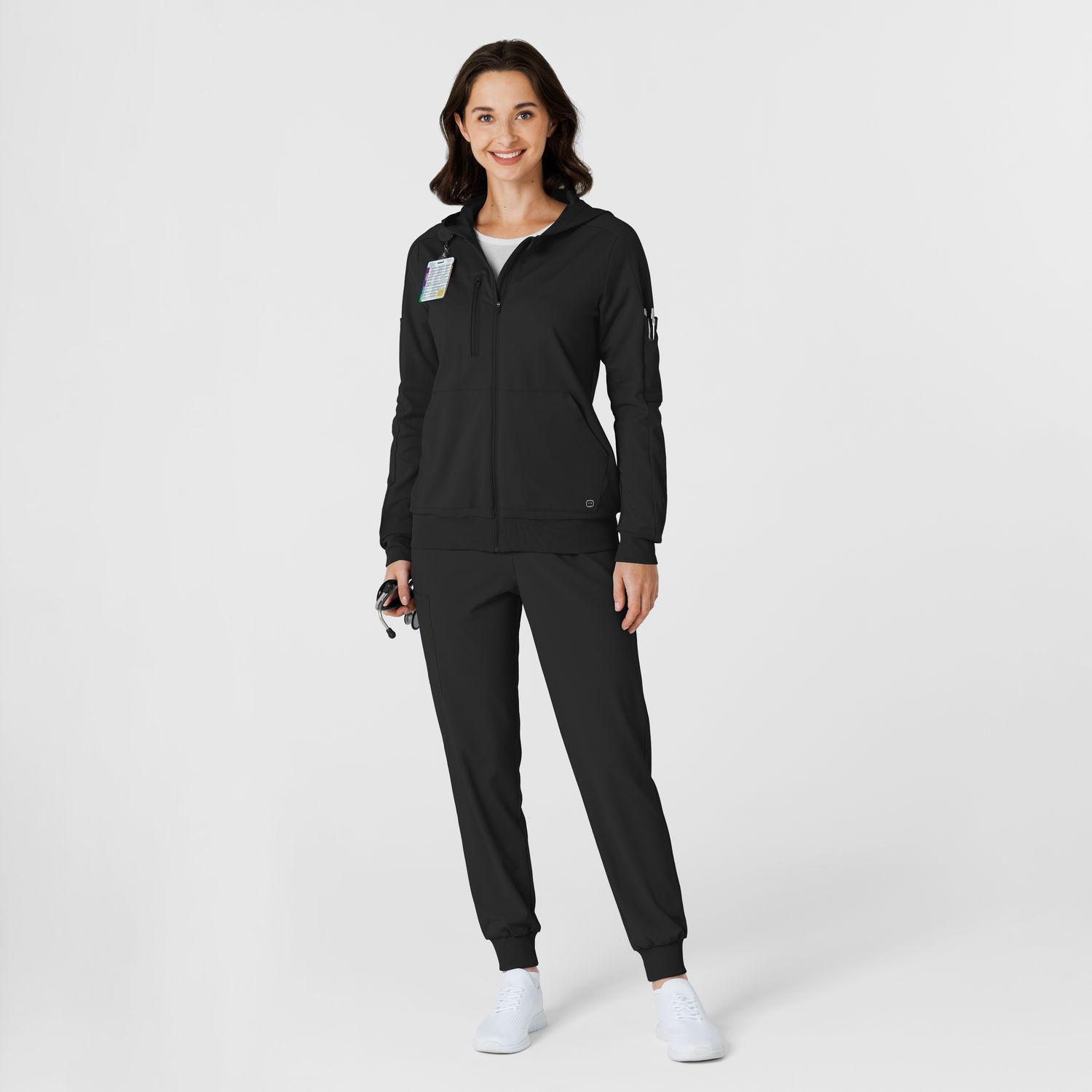 Felpa donna 8159 zip e cappuccio black