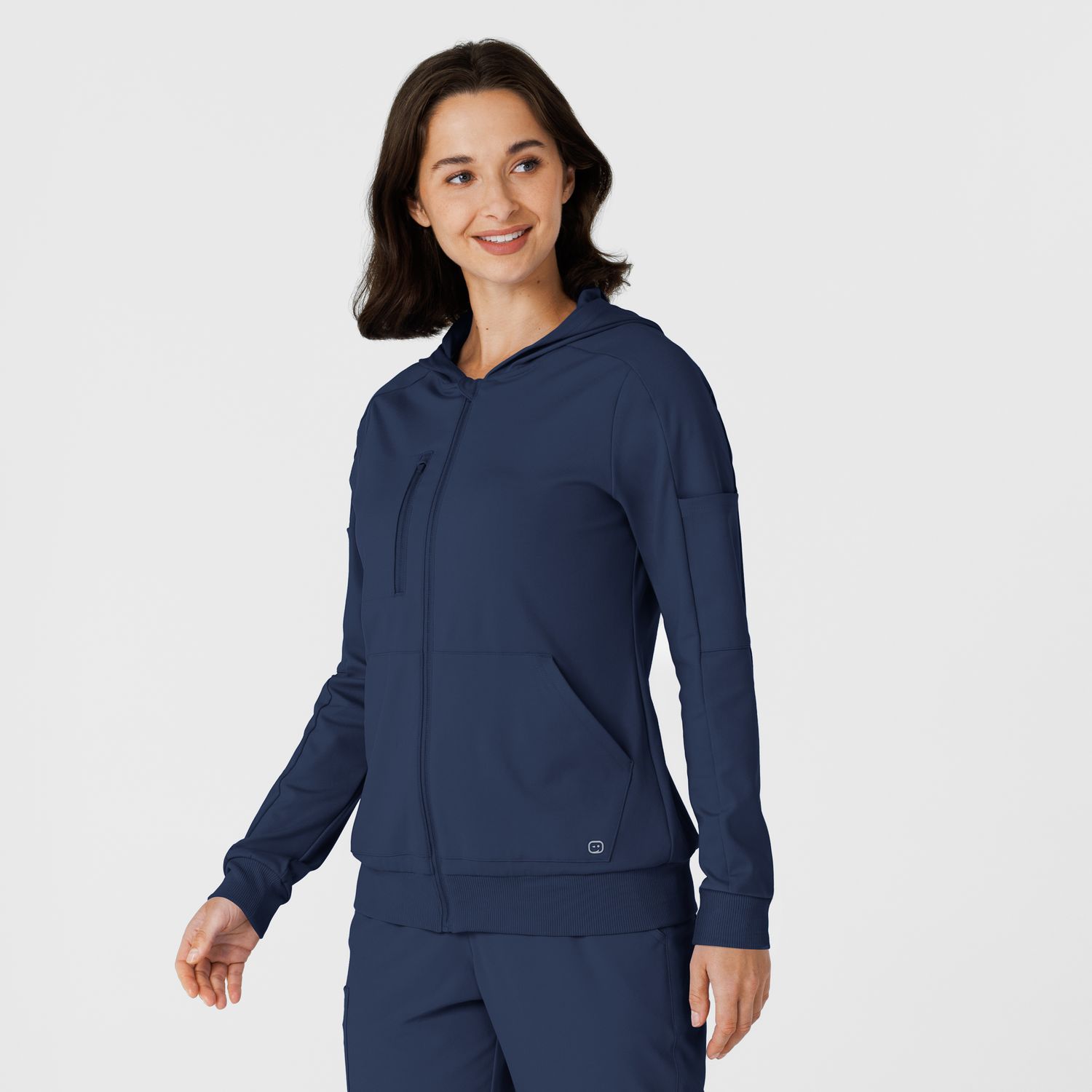Felpa donna 8159 zip e cappuccio navy blue