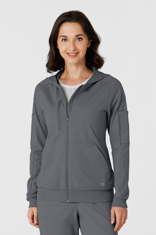 Felpa donna 8159 zip e cappuccio pewter