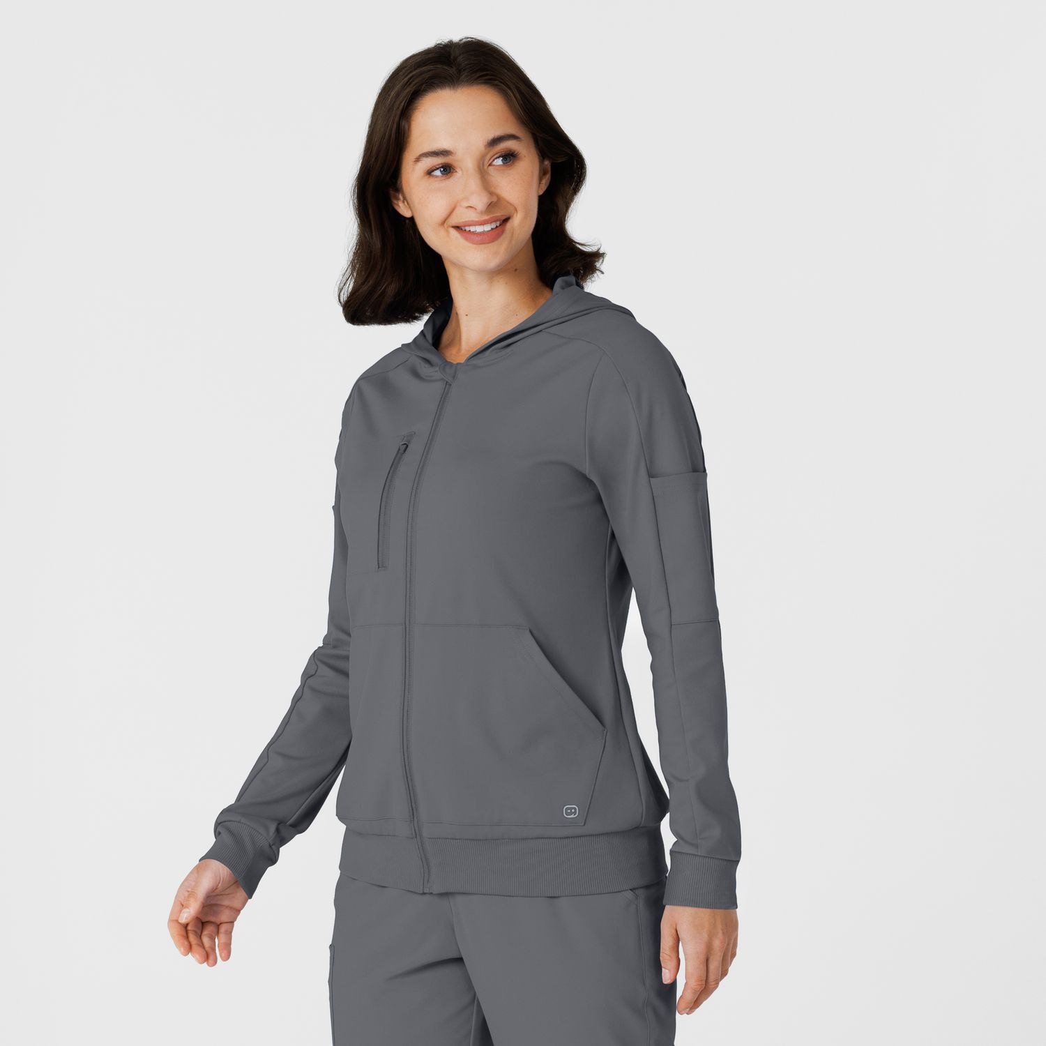 Felpa donna 8159 zip e cappuccio pewter