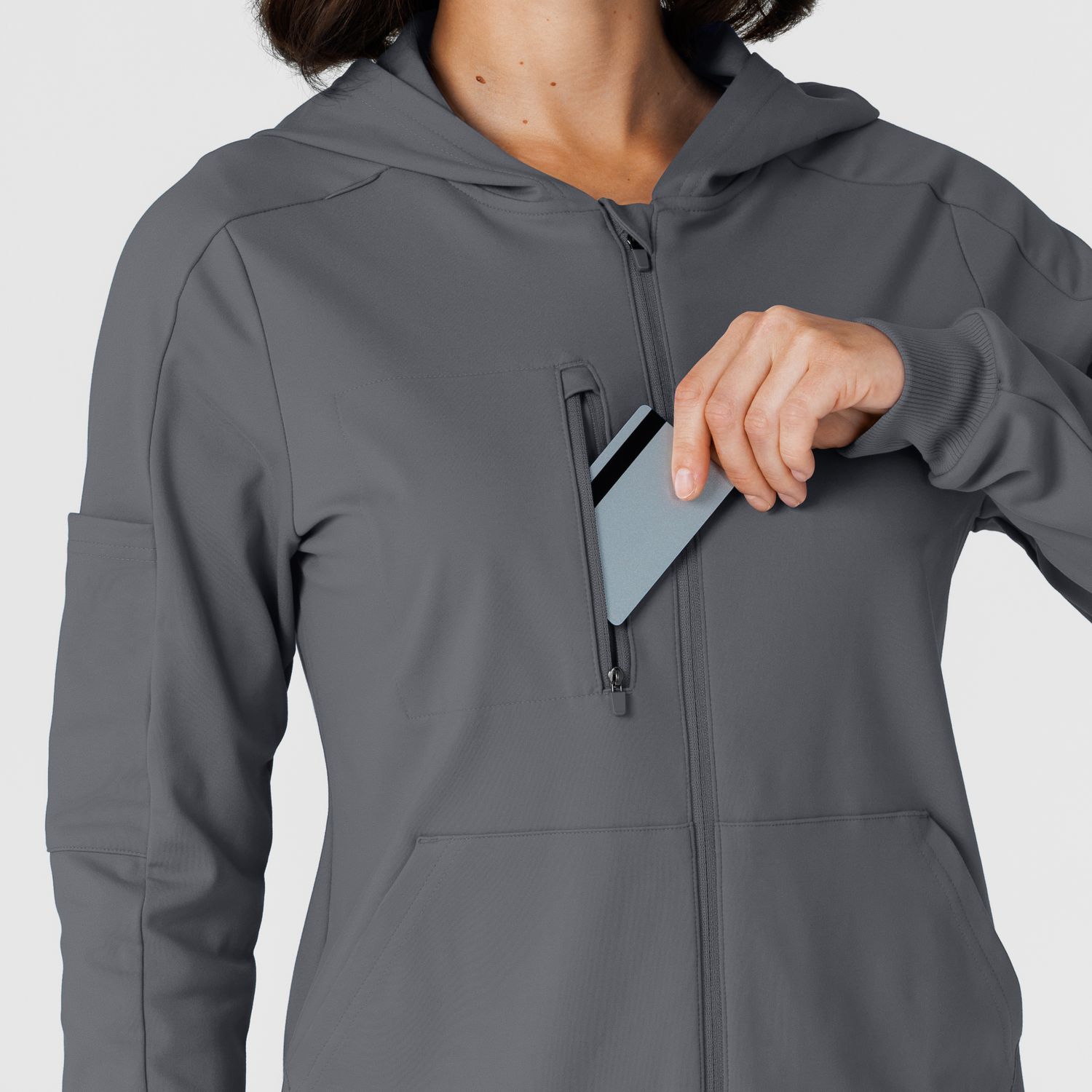 Felpa donna 8159 zip e cappuccio pewter