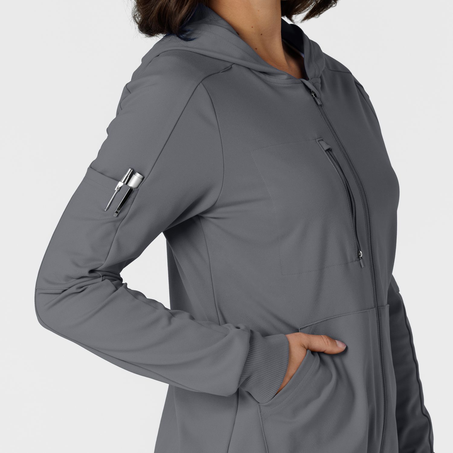 Felpa donna 8159 zip e cappuccio pewter