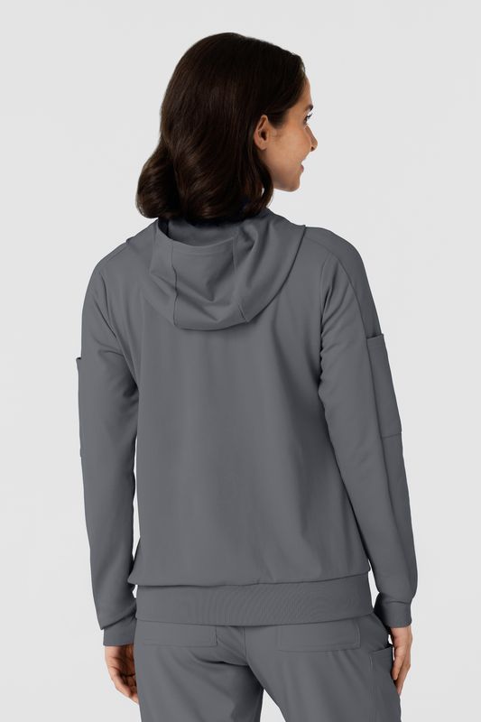 Felpa donna 8159 zip e cappuccio pewter