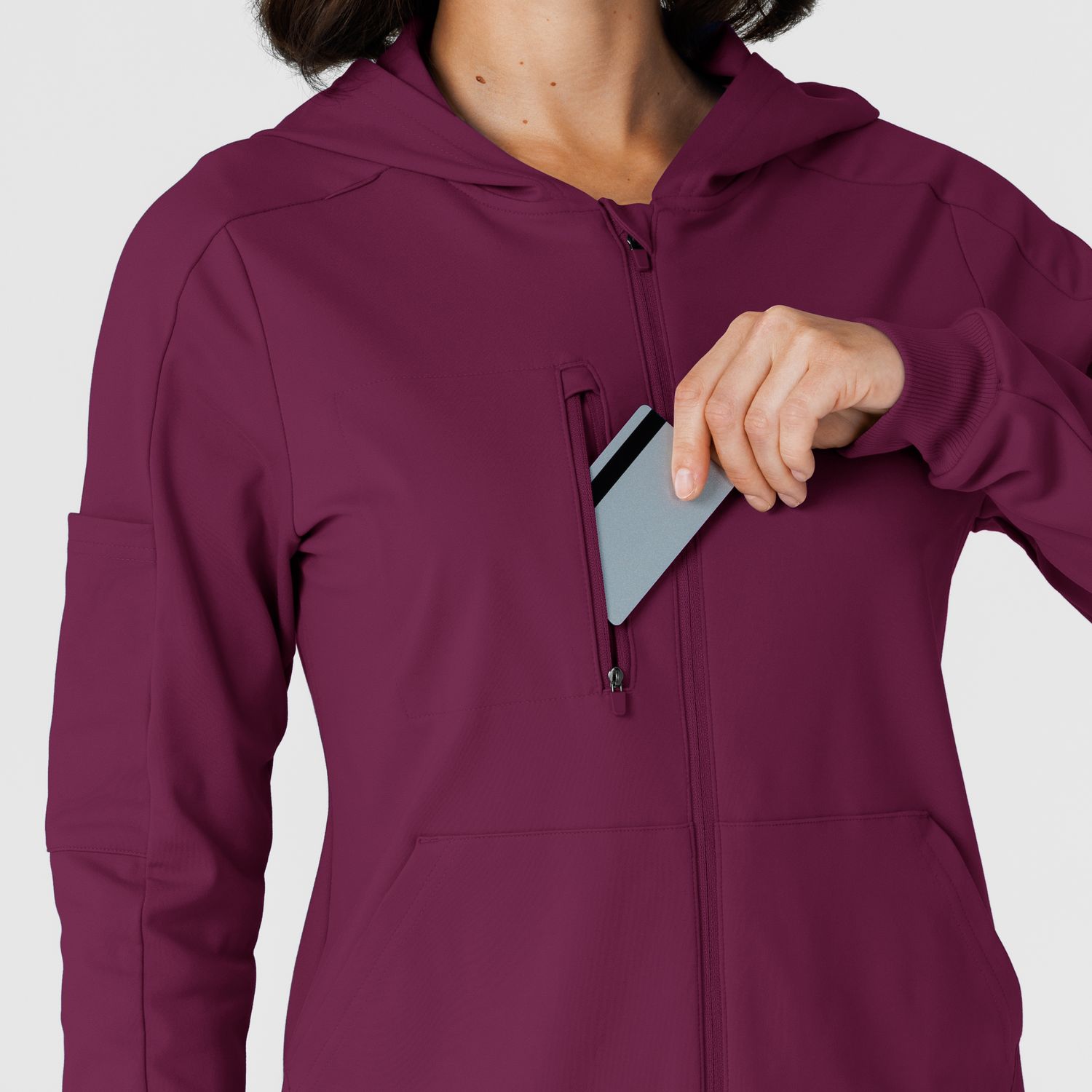 Felpa donna 8159 zip e cappuccio wine