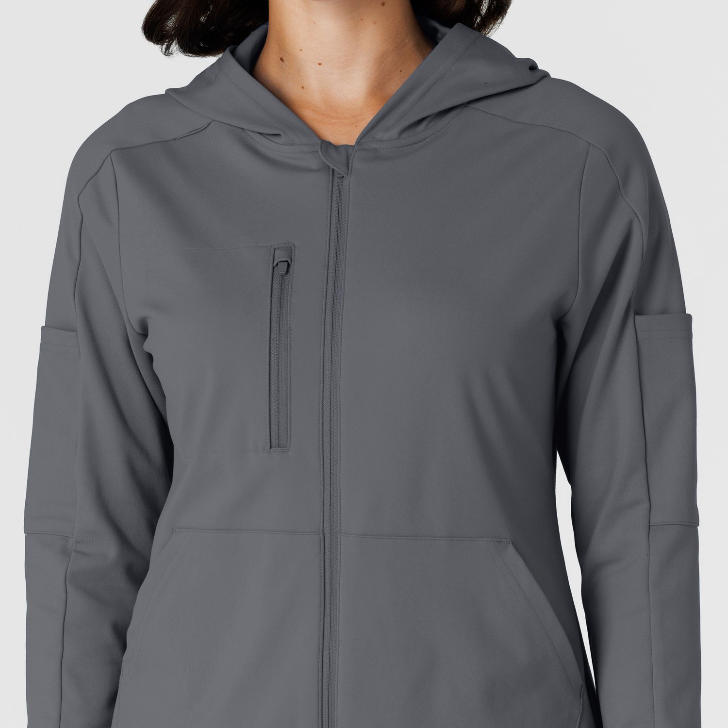 Felpa donna 8159 zip e cappuccio pewter