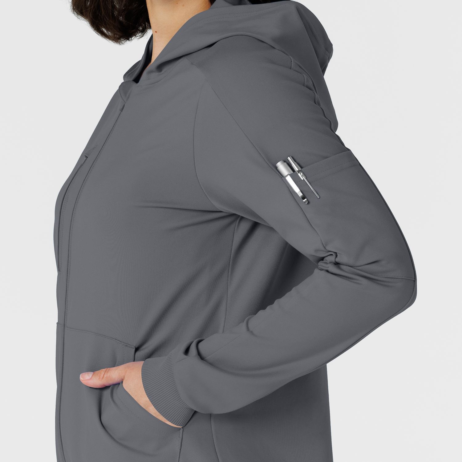 Felpa donna 8159 zip e cappuccio pewter