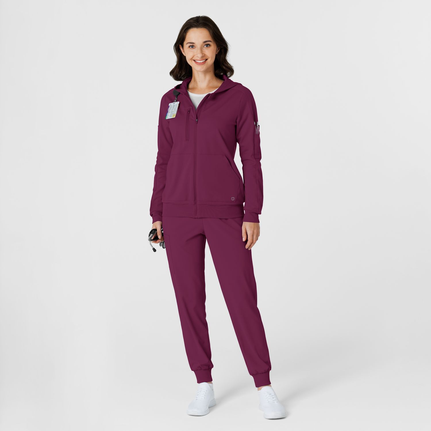 Felpa donna 8159 zip e cappuccio wine