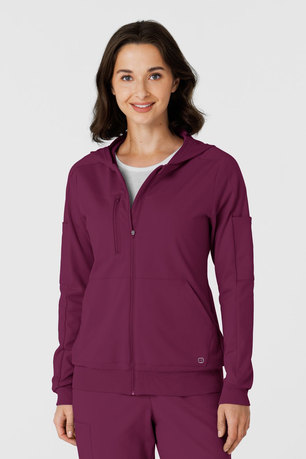 Felpa donna 8159 zip e cappuccio wine