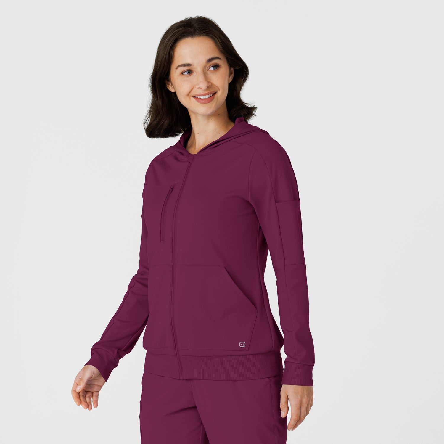 Felpa donna 8159 zip e cappuccio wine