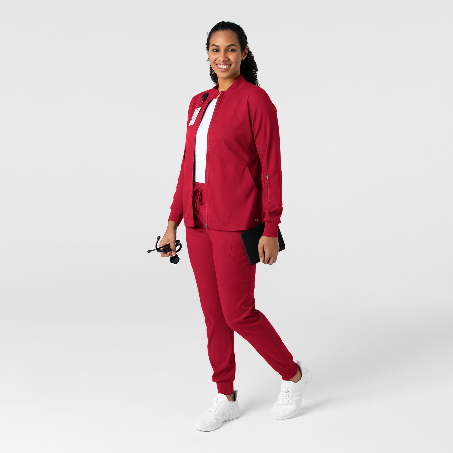 Casacca donna 8151 manica lunga e zip red