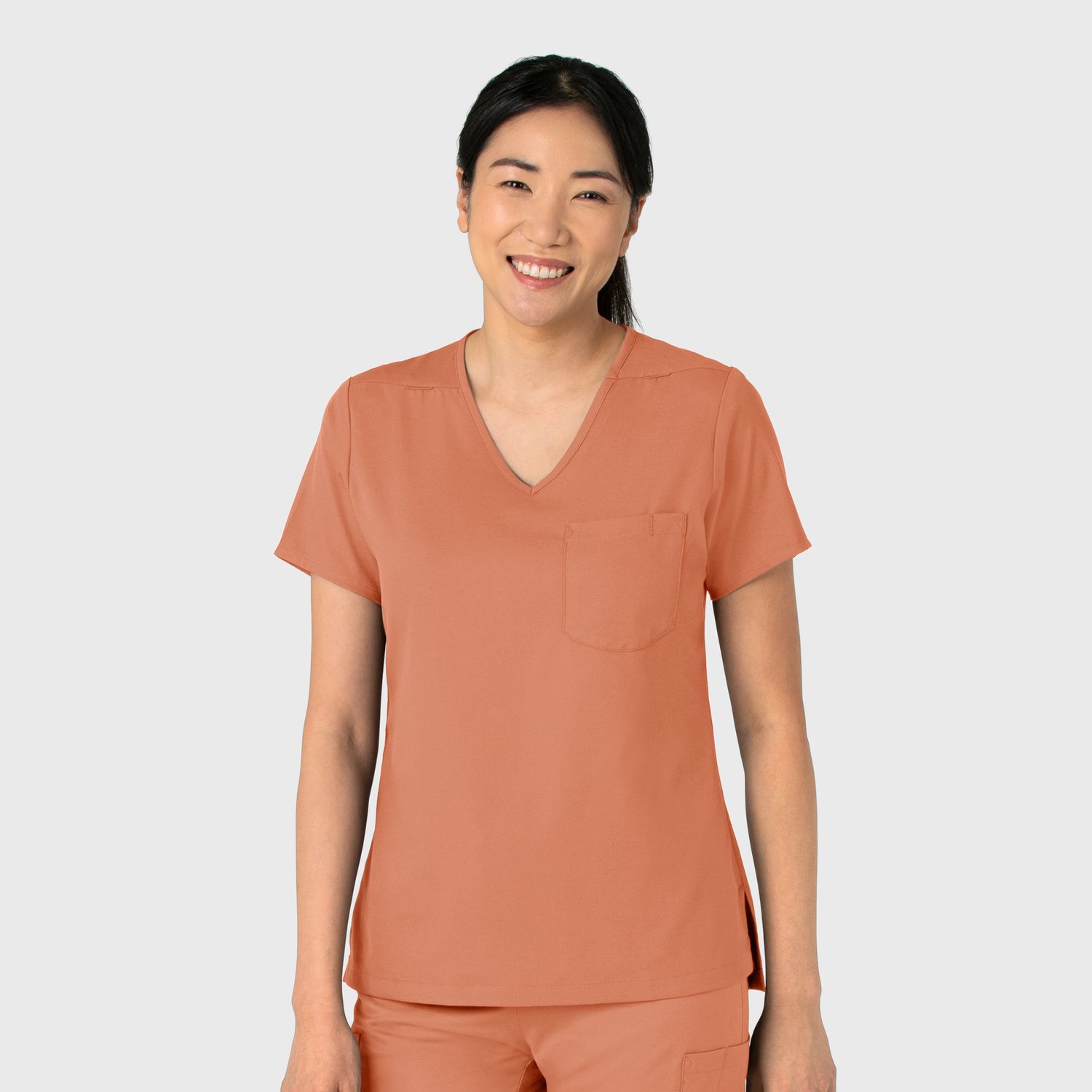 Casacca donna 6151 scollo a V terracotta