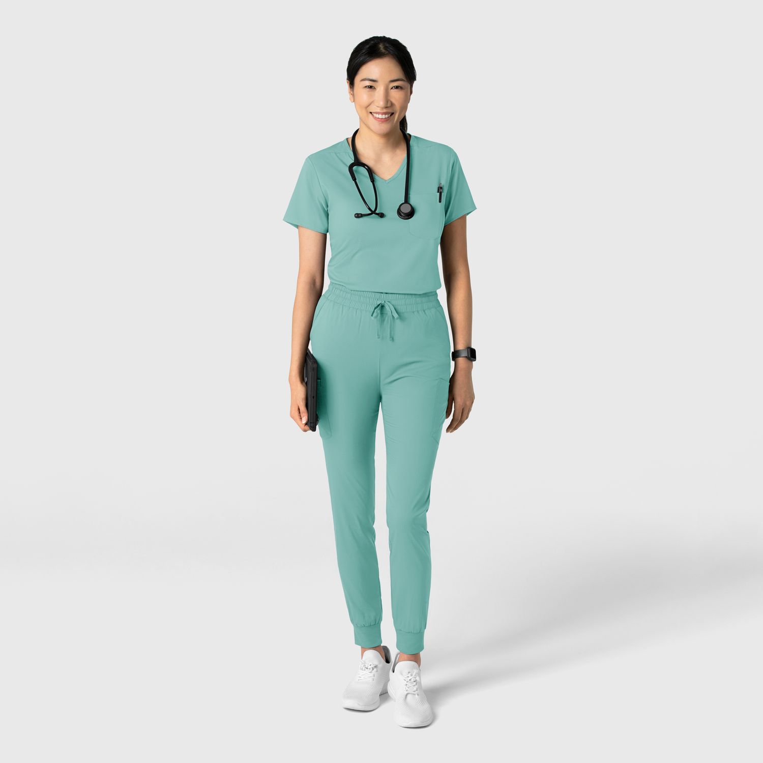 Casacca donna 6151 scollo a V turquoise