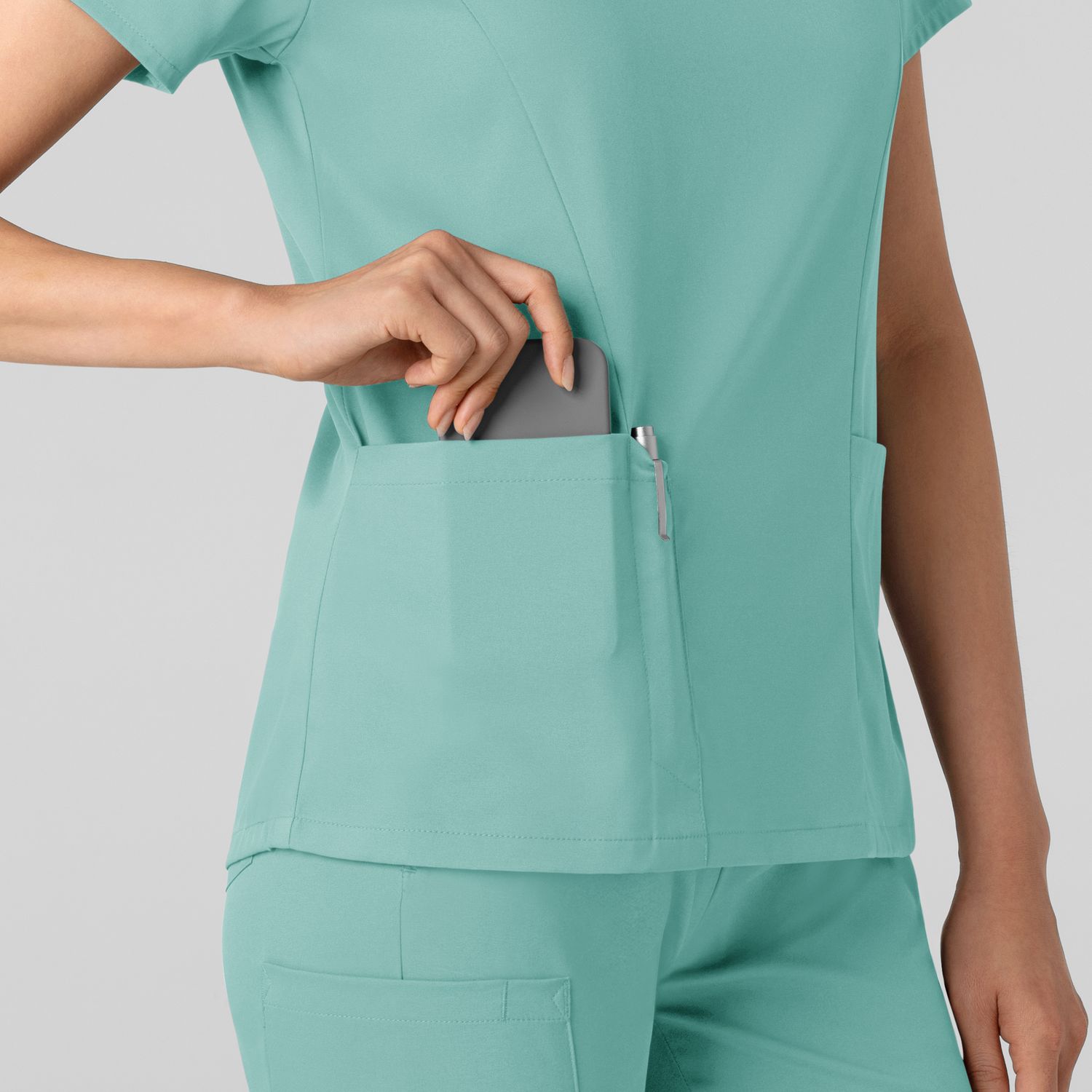 Casacca donna 6251 scollo a V turquoise