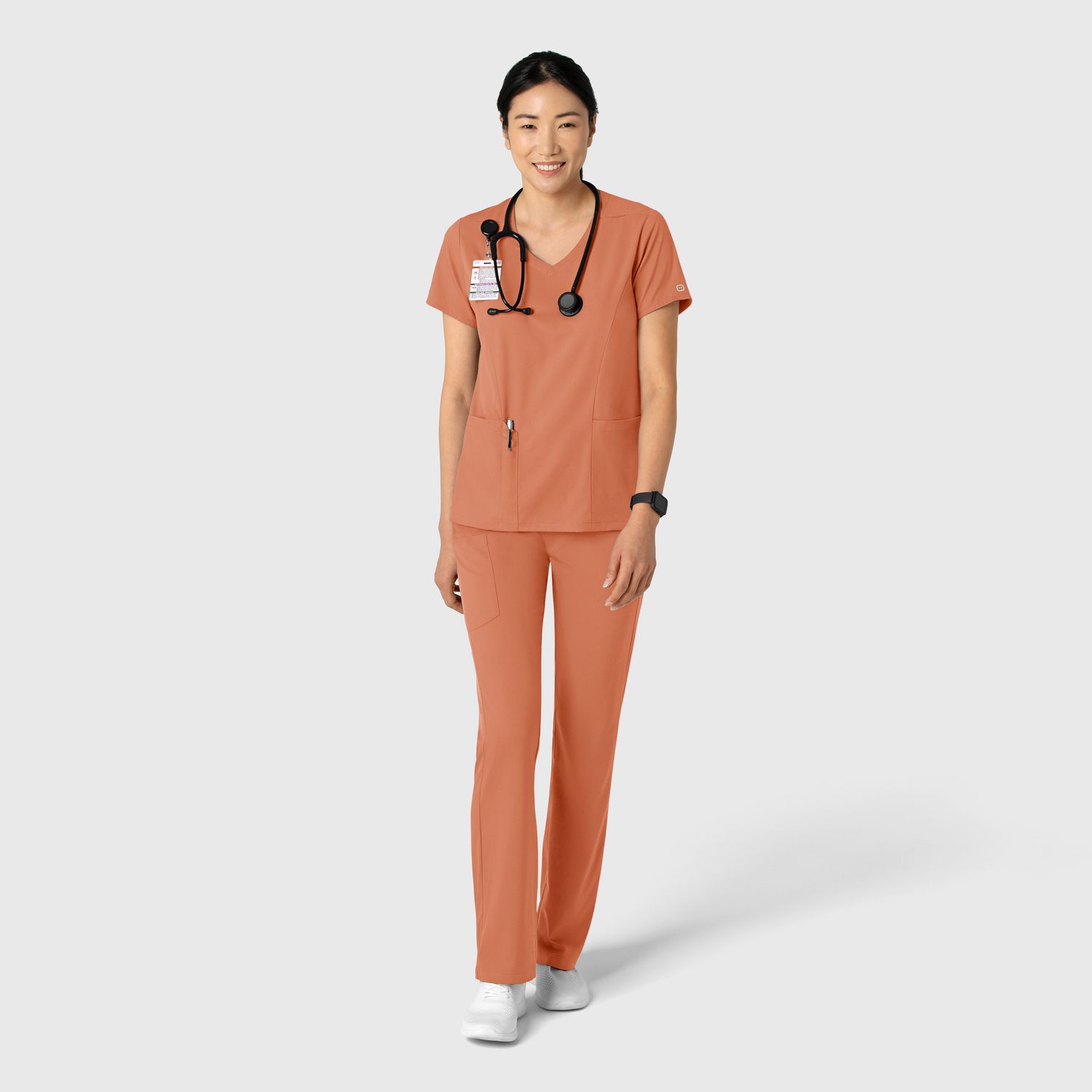 Casacca donna 6251 scollo a V terracotta