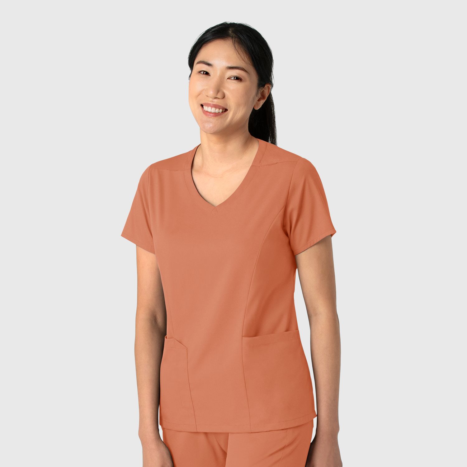 Casacca donna 6251 scollo a V terracotta