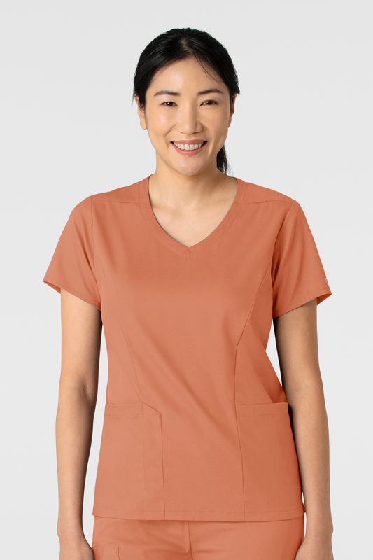 Casacca donna 6251 scollo a V terracotta