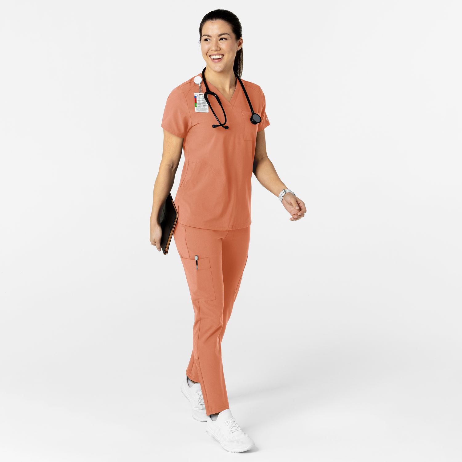 Casacca donna 6045 scollo a V terracotta