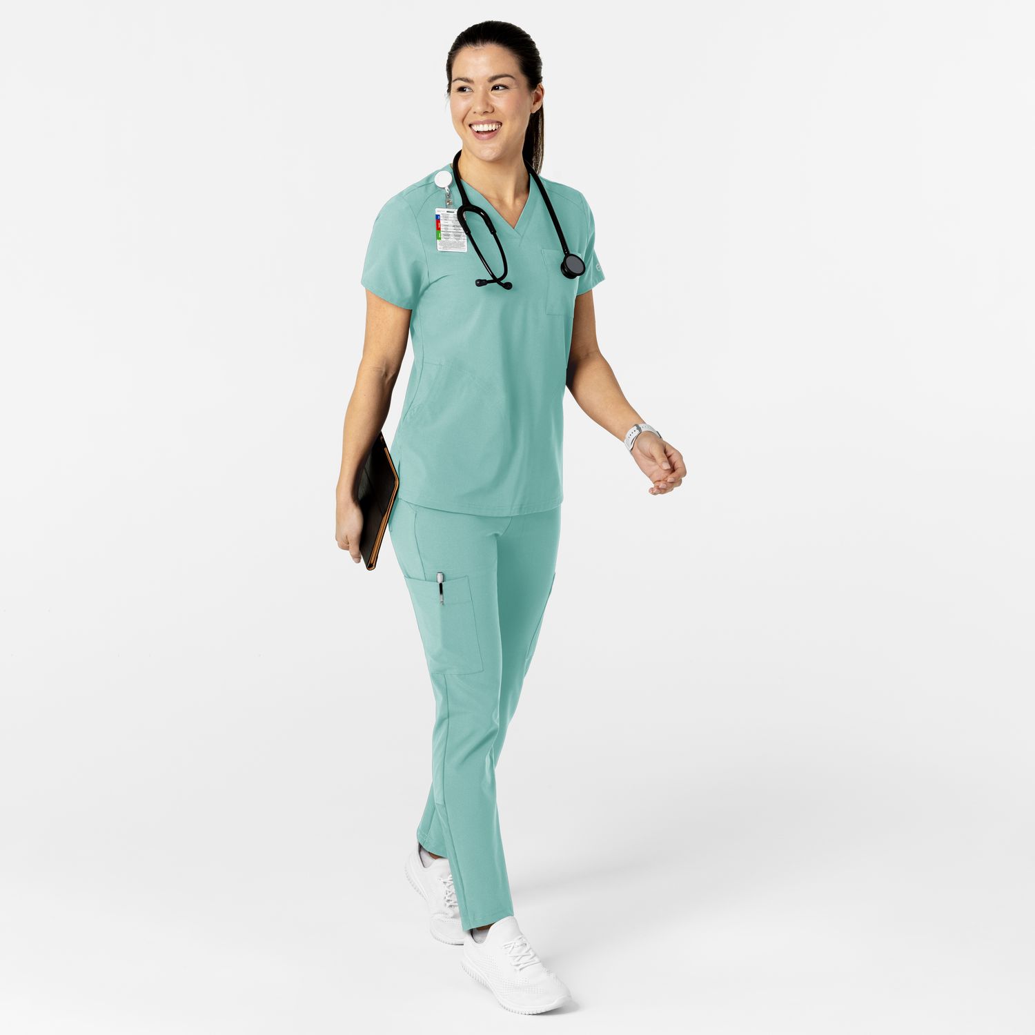 Casacca donna 6045 scollo a V turquoise