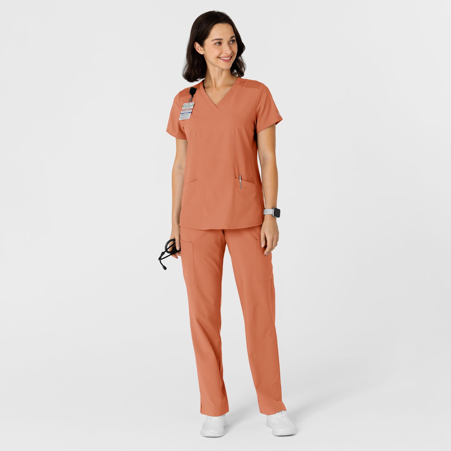 Casacca donna 6145 scollo a V terracotta