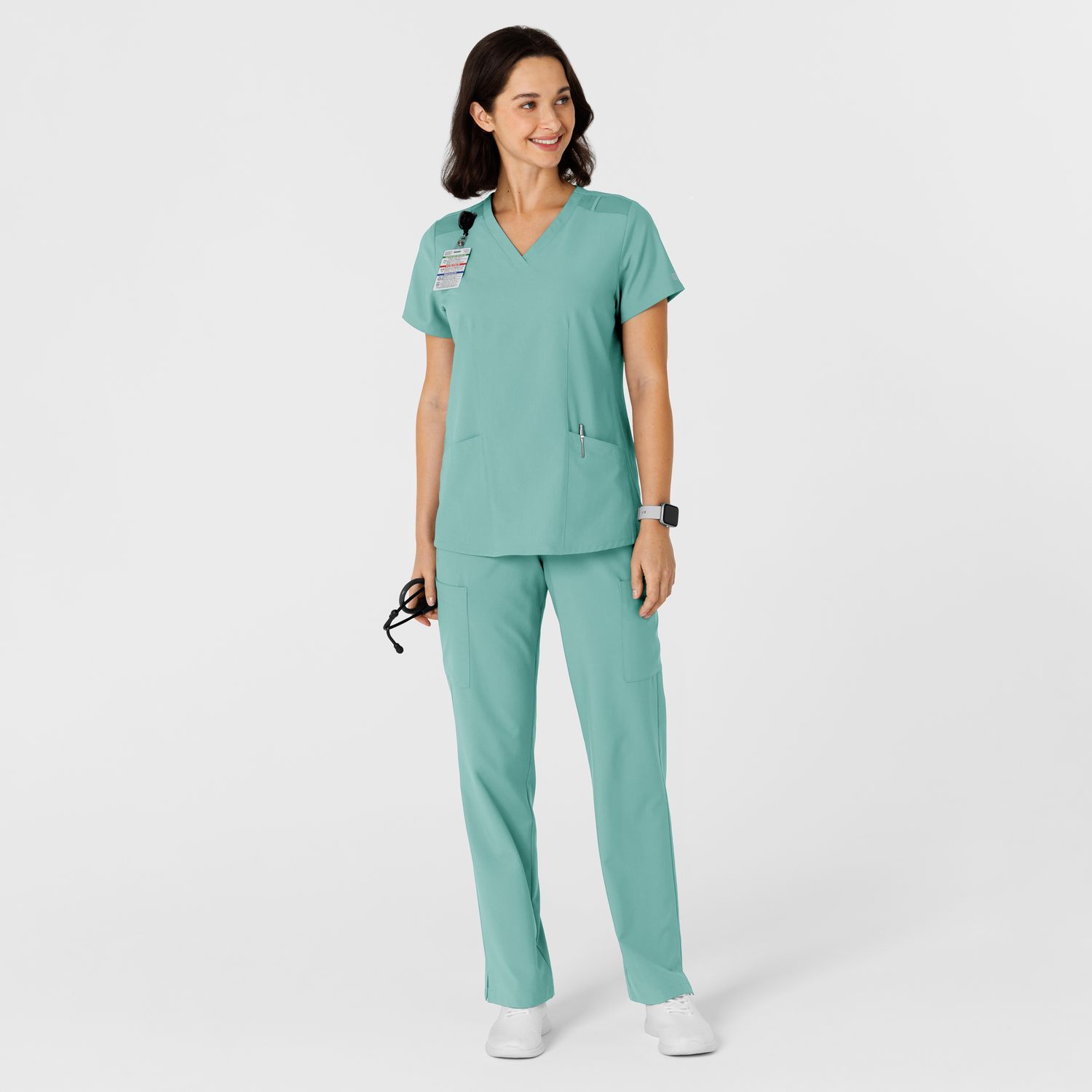 Casacca donna 6145 scollo a V turquoise