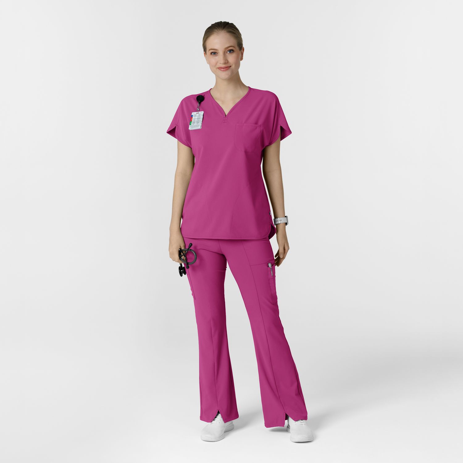 Casacca donna 6634 scollo a V arrotondato raspberry